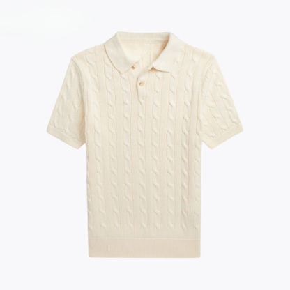 Cable-Knit Cotton Polo-Collar Jumper